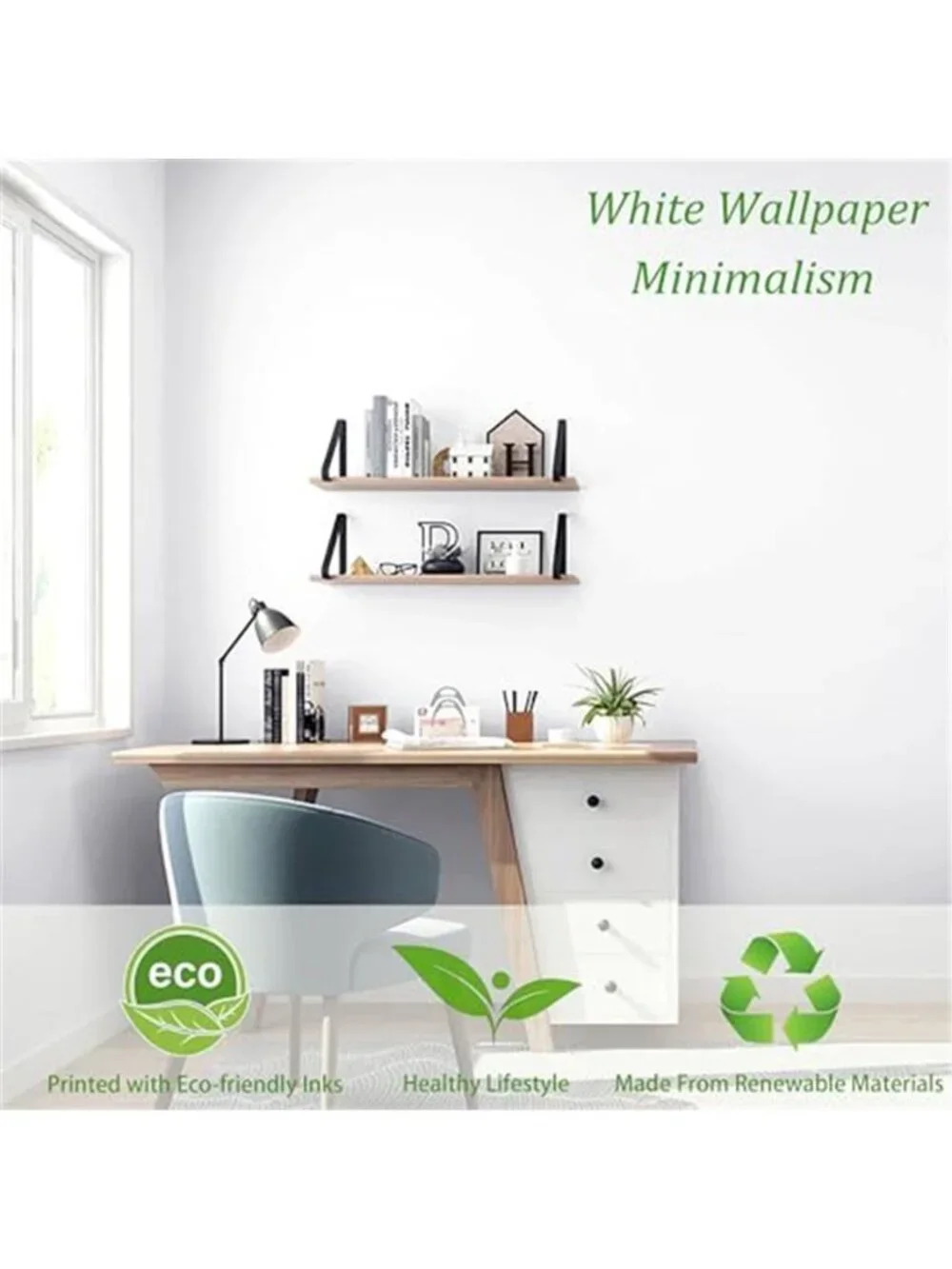 White Peel Stick Wallpaper Self Adhesive Contact Paper Waterproof Wall Cabinet